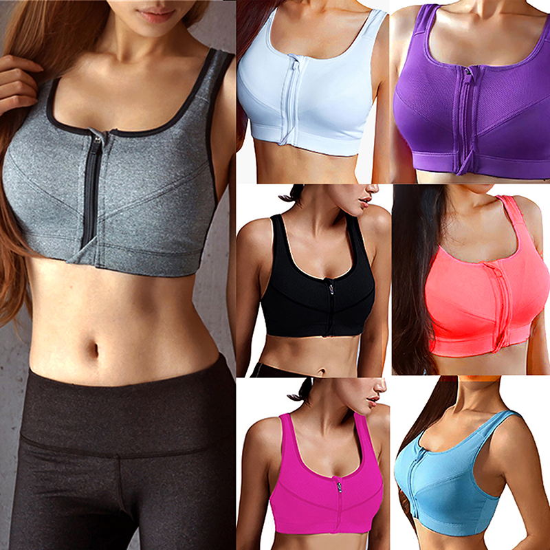 2022 Sports Bra Hot Women Gym Fitness Zipper High Impact Vest Active Wear Underwear Push Up Running Yoga Bra Sport Crop Tops · v3